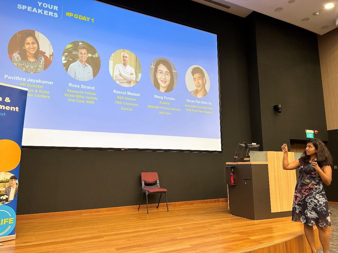 Ms Pavithra JAYAKUMAR, P&G’s HR Director introducing the speakers for the seminar