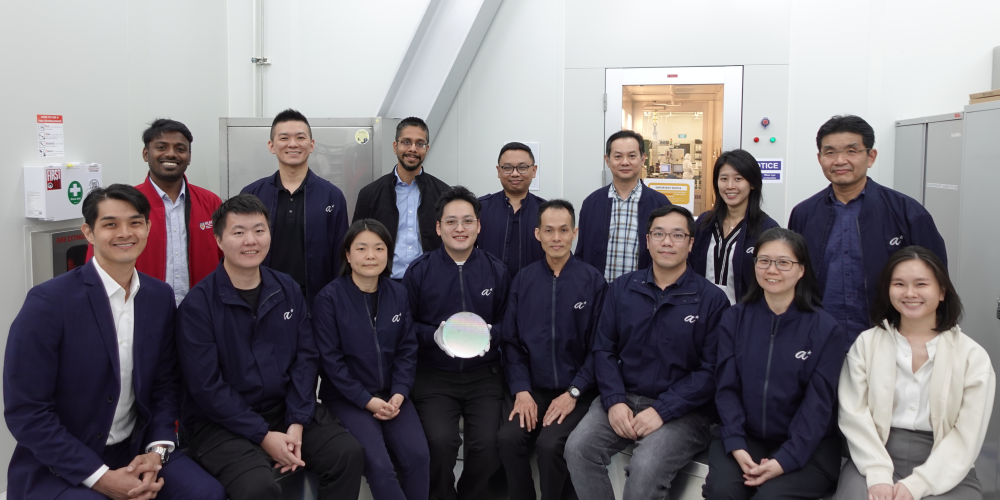 The research team led by A*STAR in partnership with NUS, which created the innovative microelectronic device that uses 1,000 times less power than commercial memory technologies, paving the way to more sustainable and efficient computing technologies in the future. (Credit: A*STAR and NUS)