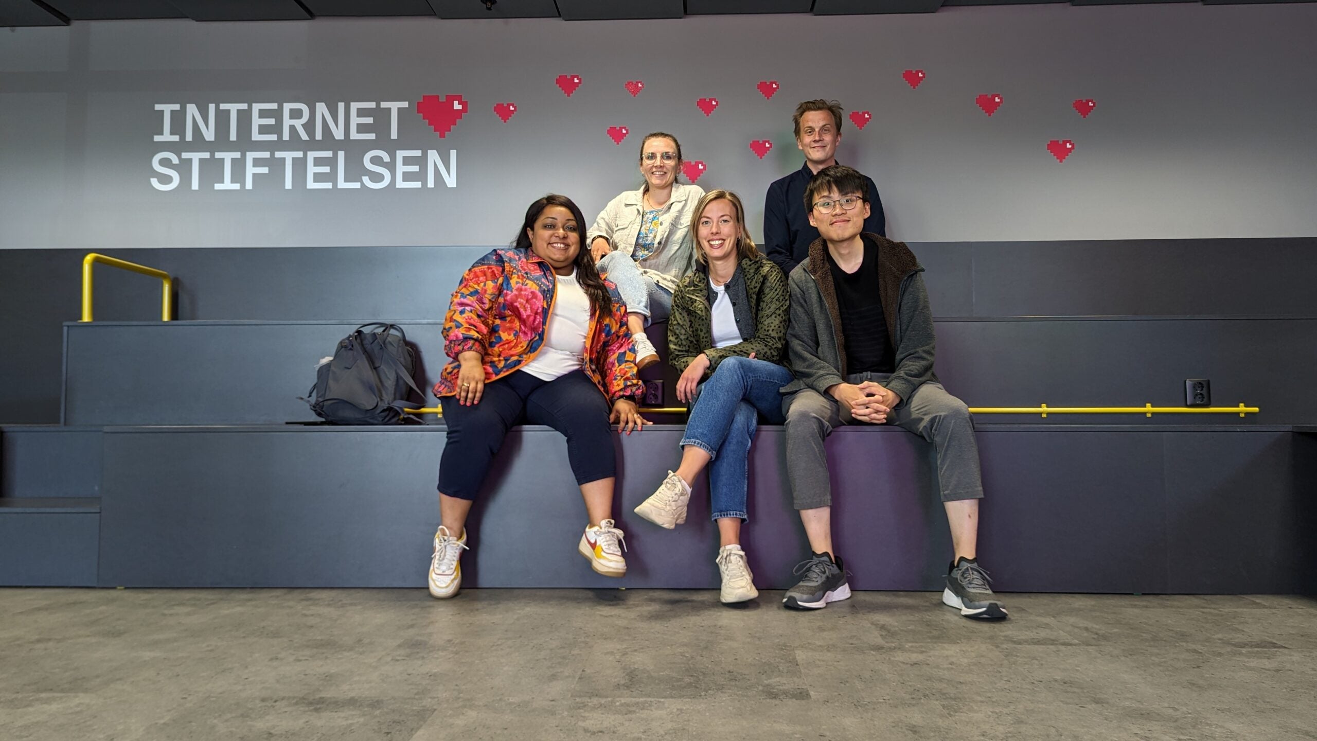 Qihuang (first row, far right), seen here with his teammates from health-tech firm Encare in Sweden, where he spent time as a product management intern.